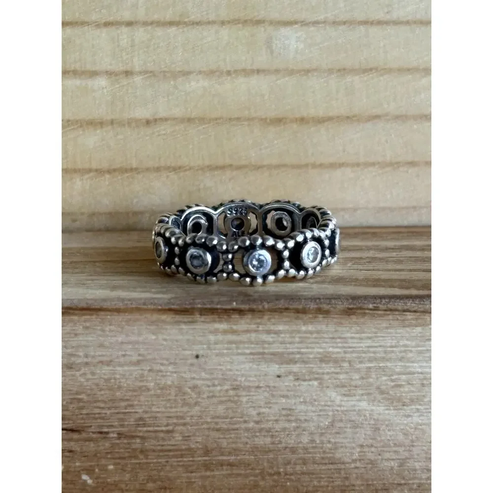 Pandora Her Majesty 925 Sterling Silver Cubic Zirconia Eternity Ring Size 6 (52)